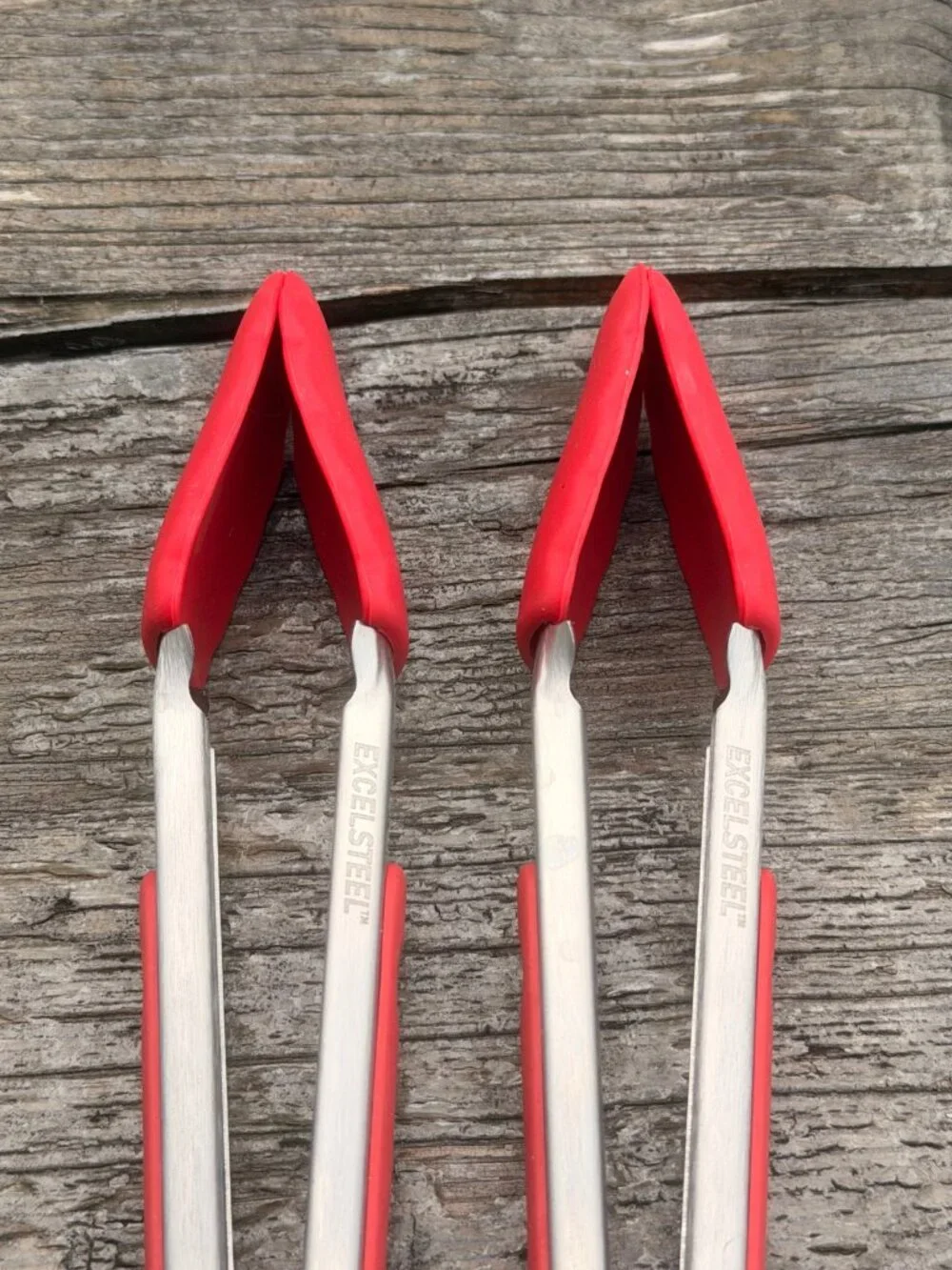 Excelsteel Red 2pc Silicone Tip Tongs Stainless Steel